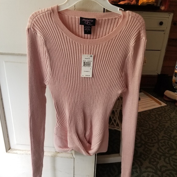 LIGHT PINK FRONT-TIE SWEATER - Picture 1 of 2
